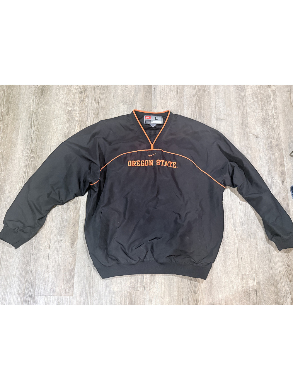 Vintage 90s Nike Oregon State Beavers Pullover Jacket Black Large Made In Korea